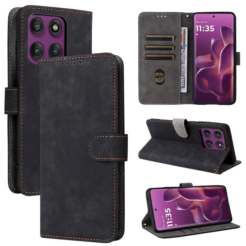 Flip Cover for Motorola Edge 60/60s/60 Pro/60 Fusion/60 Stylus/Moto G Stylus 5G (2025) PU Leather Phone Case Full-Body Protection Shockproof [RFID Blocking] Wallet Cover With Hand Strap