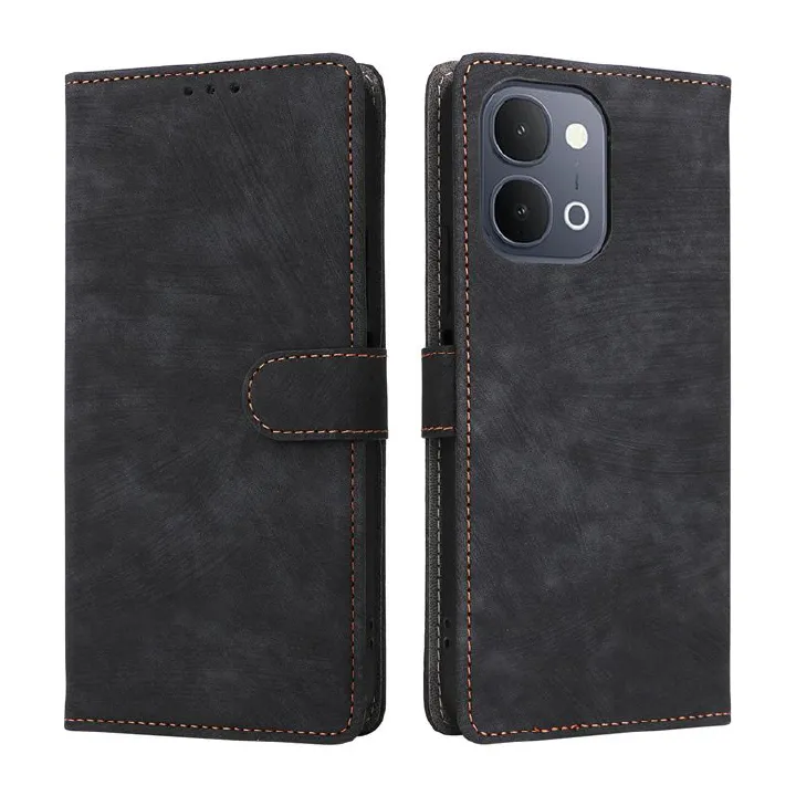 Flip Cover for vivo Y31d/Y500i PU Leather Phone Case Full-Body Protection Shockproof [RFID Blocking] Wallet Cover With Hand Strap