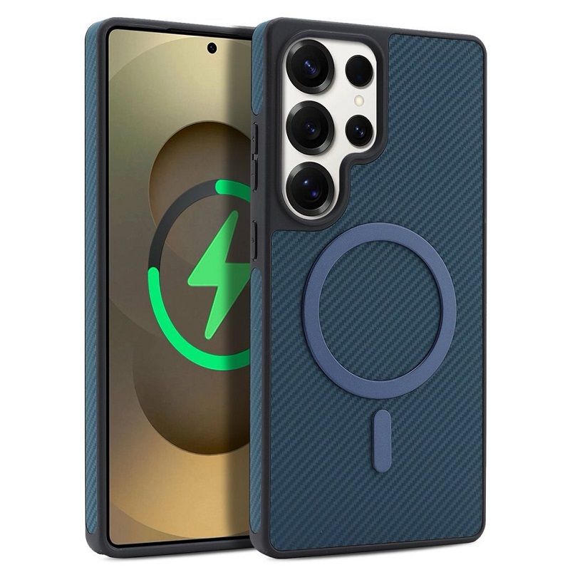 Carbon Fiber Magnetic Leather Mobile Phone Case for Samsung Galaxy S26 S25 Plus S24 Plus S23 Ultra  Matte Textured Cases Frosted Back Cover