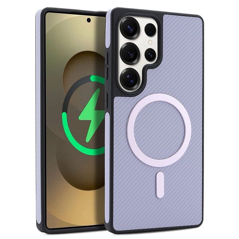 Carbon Fiber Magnetic Leather Mobile Phone Case for Samsung Galaxy S26 S25 Plus S24 Plus S23 Ultra  Matte Textured Cases Frosted Back Cover