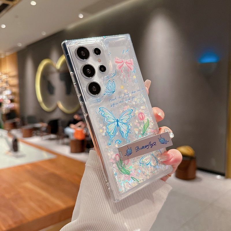 Phone Case for Samsung Galaxy S26 Ultra S25 Plus S24 S23 FE S22 Ultra Luxury Butterfly Fashion Bling Quicksand Shockproof Soft TPU Back Shell Protection Case