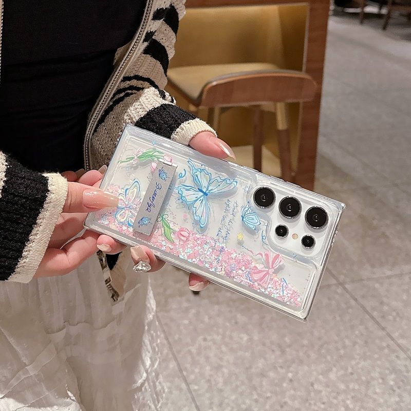 Phone Case for Samsung Galaxy S26 Ultra S25 Plus S24 S23 FE S22 Ultra Luxury Butterfly Fashion Bling Quicksand Shockproof Soft TPU Back Shell Protection Case