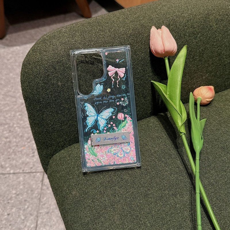 Phone Case for Samsung Galaxy S26 Ultra S25 Plus S24 S23 FE S22 Ultra Luxury Butterfly Fashion Bling Quicksand Shockproof Soft TPU Back Shell Protection Case