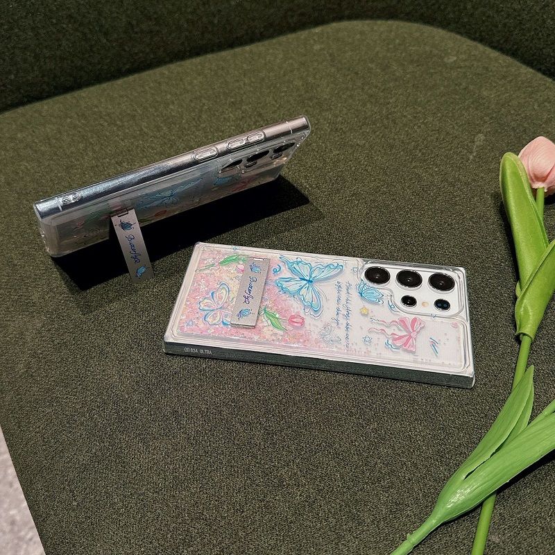 Phone Case for Samsung Galaxy S26 Ultra S25 Plus S24 S23 FE S22 Ultra Luxury Butterfly Fashion Bling Quicksand Shockproof Soft TPU Back Shell Protection Case