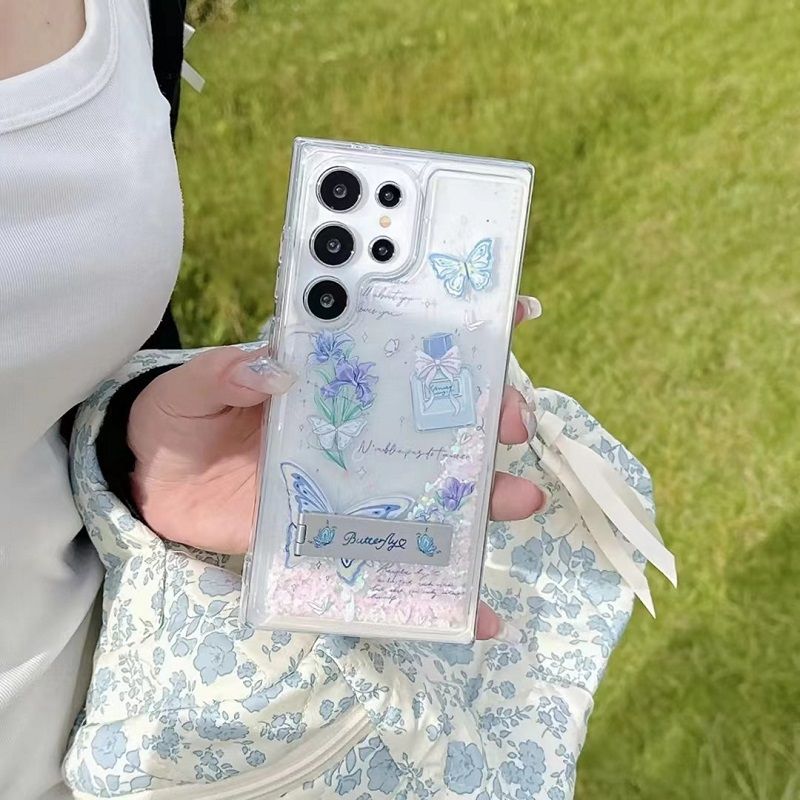 Phone Case for Samsung Galaxy S26 Ultra S25 Plus S24 S23 FE S22 Ultra Luxury Butterfly Fashion Bling Quicksand Shockproof Soft TPU Back Shell Protection Case