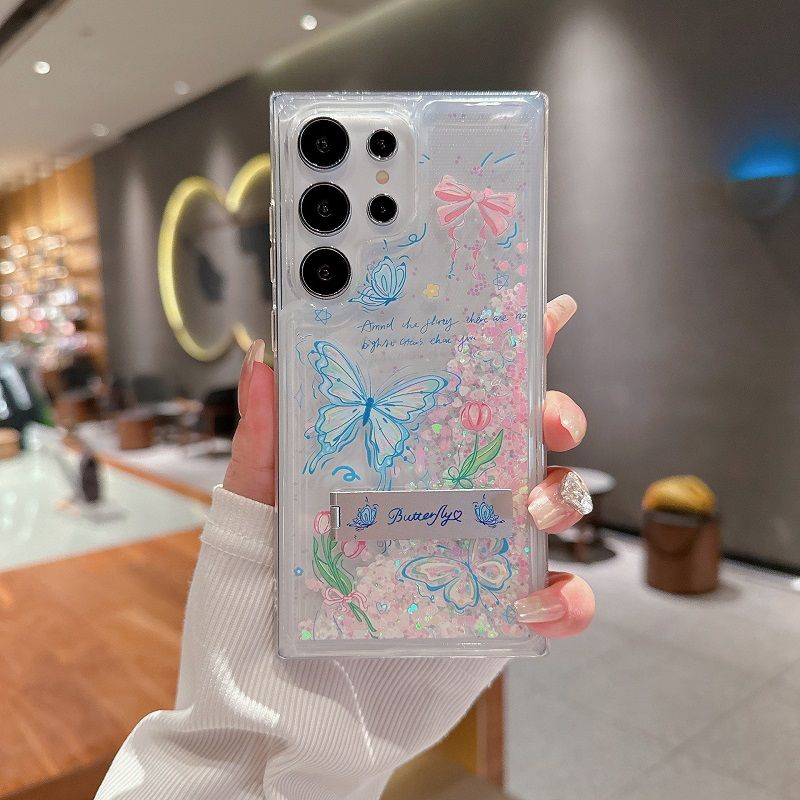 Phone Case for Samsung Galaxy S26 Ultra S25 Plus S24 S23 FE S22 Ultra Luxury Butterfly Fashion Bling Quicksand Shockproof Soft TPU Back Shell Protection Case