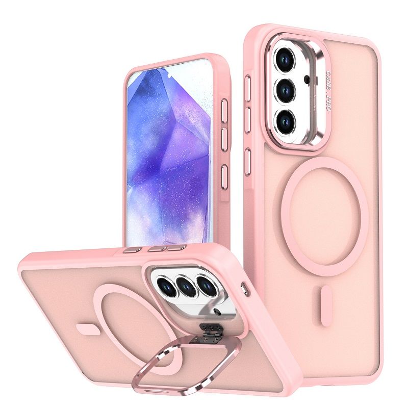 Metal Lens Support Frosted Matte Phone Case for Samsung Galaxy A57 A37 A17 A07 A56 A36 A26 A16 A06 A55 A35 A25 A15 A05S A54 A35 A14 Strong Magnetic Shock Resistant Protective Cover