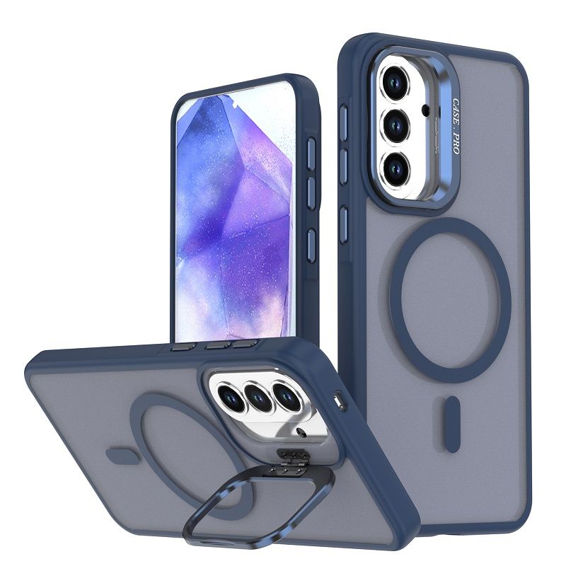 Metal Lens Support Frosted Matte Phone Case for Samsung Galaxy A57 A37 A17 A07 A56 A36 A26 A16 A06 A55 A35 A25 A15 A05S A54 A35 A14 Strong Magnetic Shock Resistant Protective Cover