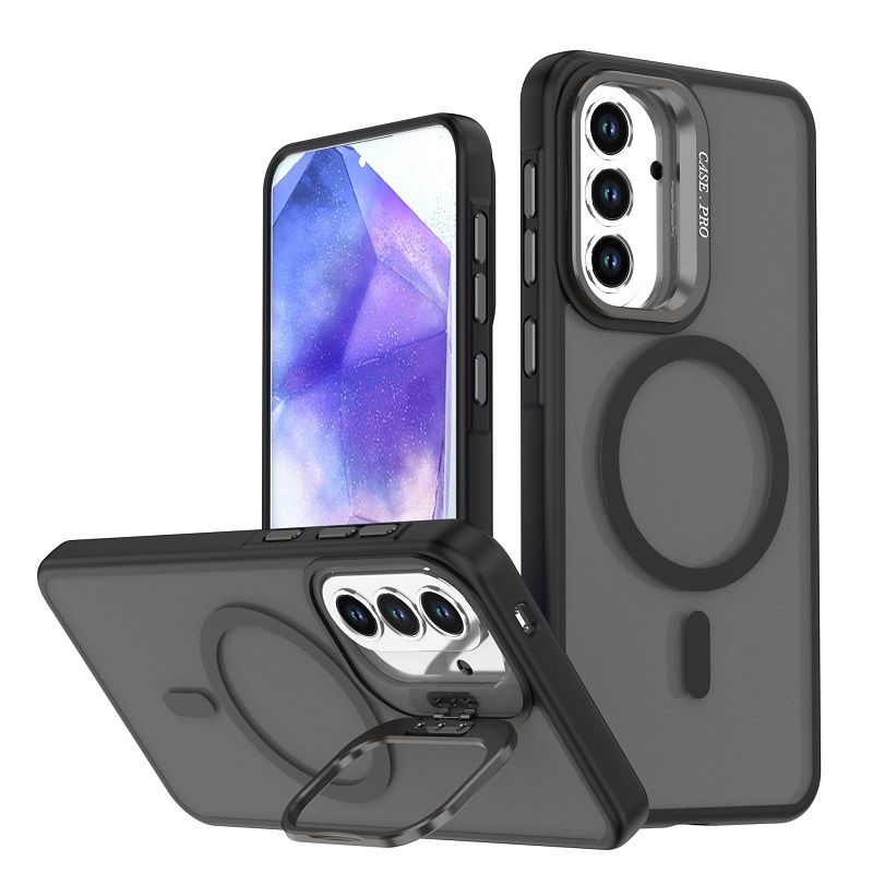 Metal Lens Support Frosted Matte Phone Case for Samsung Galaxy A57 A37 A17 A07 A56 A36 A26 A16 A06 A55 A35 A25 A15 A05S A54 A35 A14 Strong Magnetic Shock Resistant Protective Cover