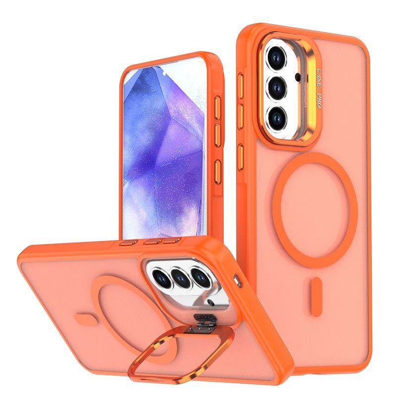 Metal Lens Support Frosted Matte Phone Case for Samsung Galaxy A57 A37 A17 A07 A56 A36 A26 A16 A06 A55 A35 A25 A15 A05S A54 A35 A14 Strong Magnetic Shock Resistant Protective Cover