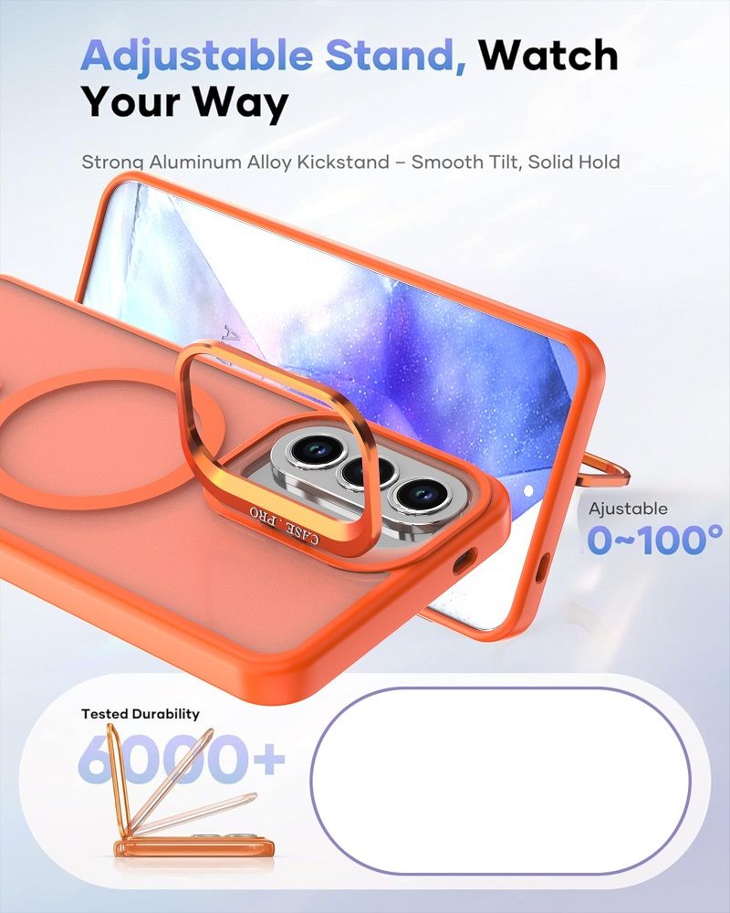 Metal Lens Support Frosted Matte Phone Case for Samsung Galaxy A57 A37 A17 A07 A56 A36 A26 A16 A06 A55 A35 A25 A15 A05S A54 A35 A14 Strong Magnetic Shock Resistant Protective Cover
