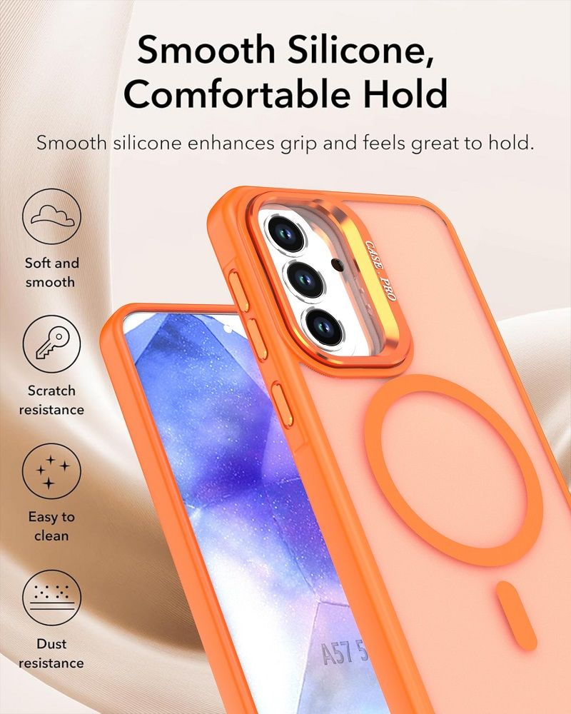 Metal Lens Support Frosted Matte Phone Case for Samsung Galaxy A57 A37 A17 A07 A56 A36 A26 A16 A06 A55 A35 A25 A15 A05S A54 A35 A14 Strong Magnetic Shock Resistant Protective Cover