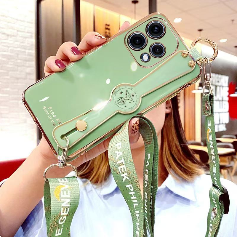Shoulder Strap Lanyard Wristband Wrist Band Stand Phone Case for OPPO Reno 15 5G (6.59" inch) Luxury Phnom Penh Plating Cover