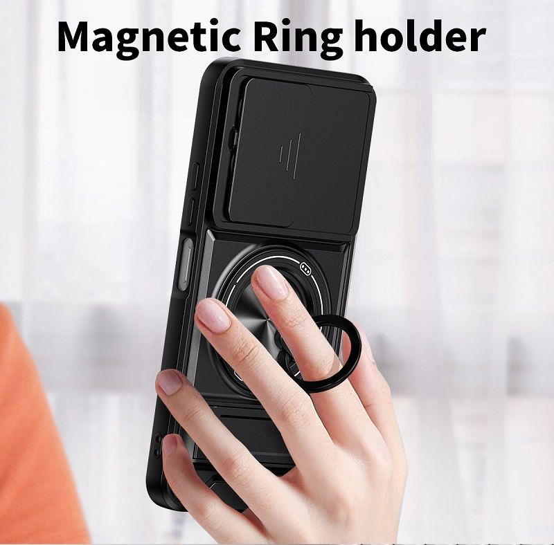 Luxury Slide Camera Lens Case Protective Cover for Tecno Spark 40 4G (6.67" inch) Magnetic Kickstand Phone Case