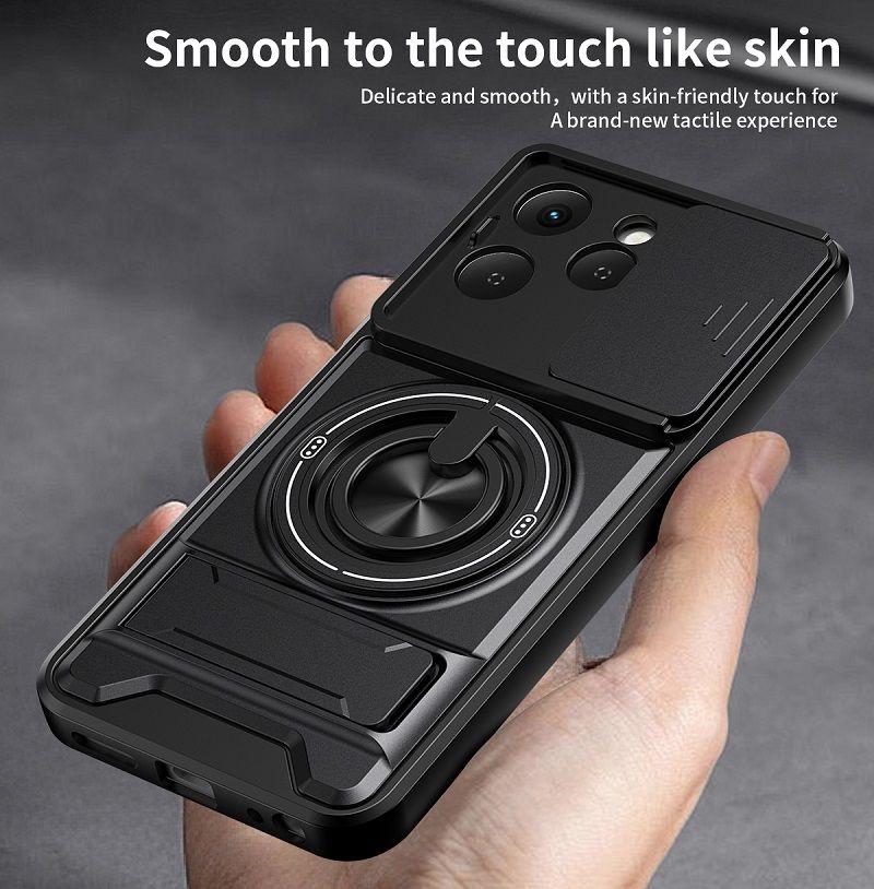 Luxury Slide Camera Lens Case Protective Cover for Tecno Spark 40 4G (6.67" inch) Magnetic Kickstand Phone Case