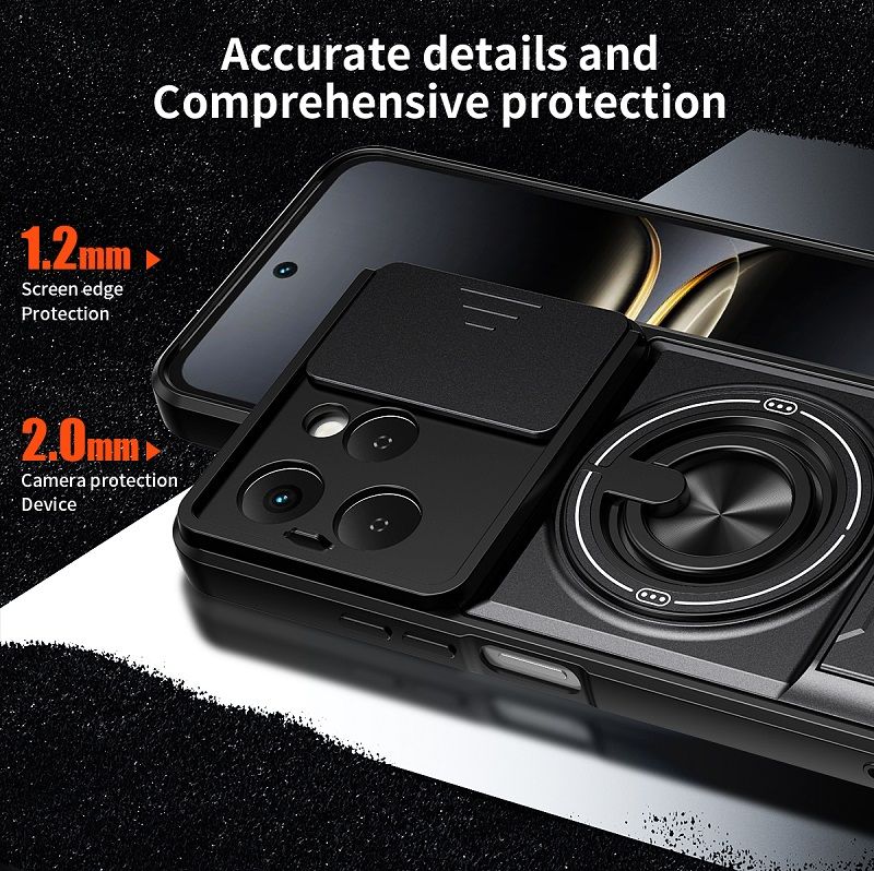 Luxury Slide Camera Lens Case Protective Cover for Tecno Spark 40 4G (6.67" inch) Magnetic Kickstand Phone Case