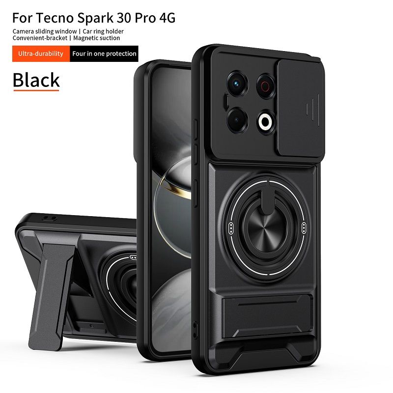 Luxury Slide Camera Lens Case Protective Cover for Tecno Spark 30 Pro 4G (6.78" inch) Magnetic Kickstand Phone Case