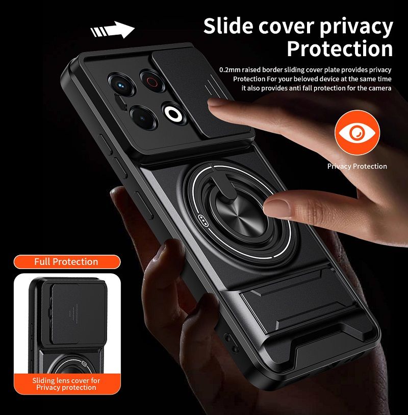 Luxury Slide Camera Lens Case Protective Cover for Tecno Spark 30 Pro 4G (6.78" inch) Magnetic Kickstand Phone Case