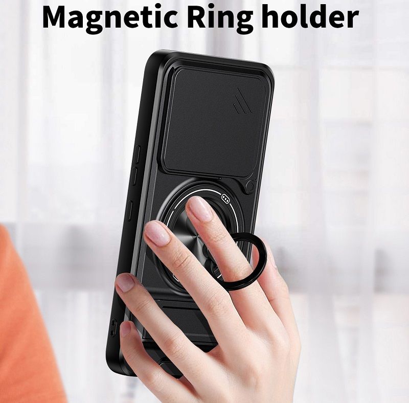 Luxury Slide Camera Lens Case Protective Cover for Tecno Pova 7 Ultra 5G (6.67" inch) Magnetic Kickstand Phone Case