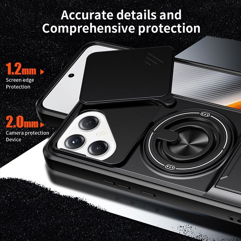 Luxury Slide Camera Lens Case Protective Cover for Tecno Pova 7 Ultra 5G (6.67" inch) Magnetic Kickstand Phone Case