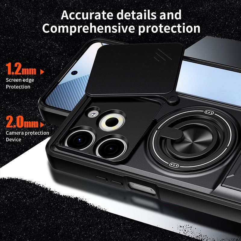Luxury Slide Camera Lens Case Protective Cover for Tecno Pova 6 Neo 4G (6.78" inch) Magnetic Kickstand Phone Case