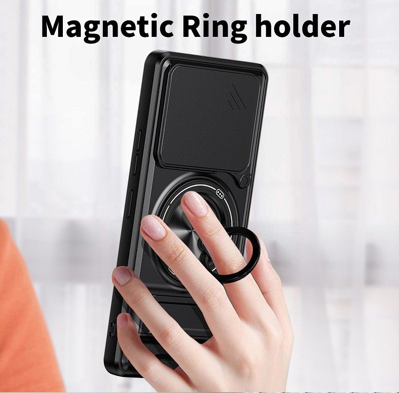 Luxury Slide Camera Lens Case Protective Cover for Tecno Pova 6 Pro 5G (6.78" inch) Magnetic Kickstand Phone Case