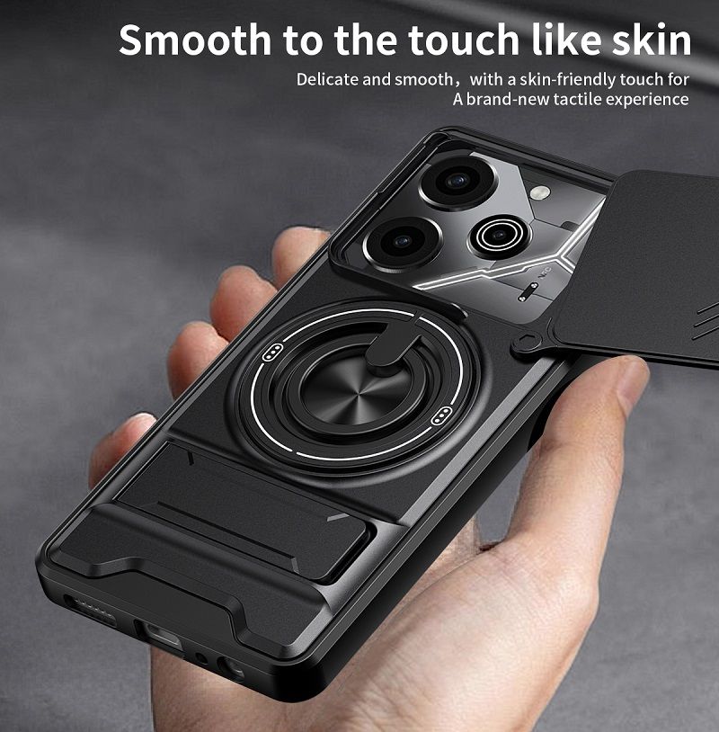 Luxury Slide Camera Lens Case Protective Cover for Tecno Pova 6 Pro 5G (6.78" inch) Magnetic Kickstand Phone Case