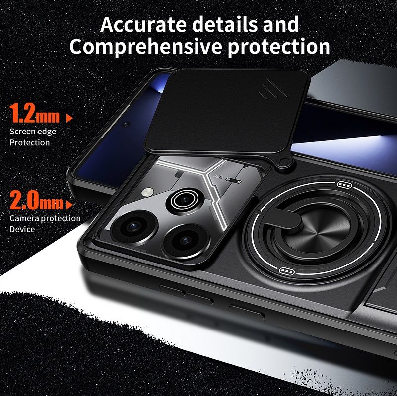 Luxury Slide Camera Lens Case Protective Cover for Tecno Pova 6 Pro 5G (6.78" inch) Magnetic Kickstand Phone Case