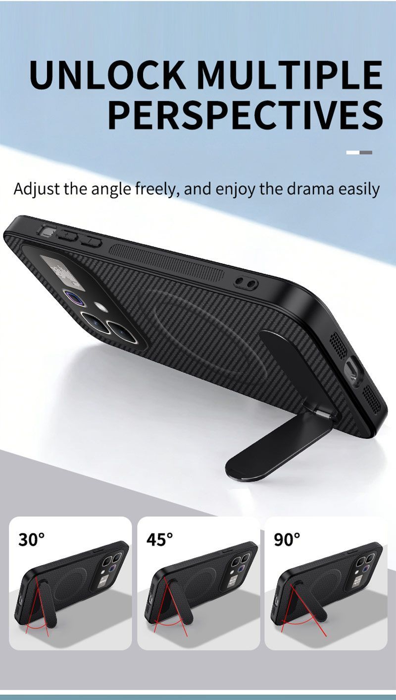 Magnetic Matte Carbon Fiber Texture Leather Back Case & Stand for Infinix Note 60 Pro Wireless Charging Cover