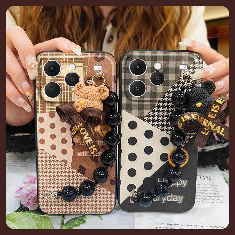 Phone Case for Tecno Spark 40 4G Case Trendy Creative Black Pearl Charm Shockproof And Drop-proof Case