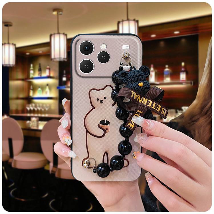 Phone Case for Tecno Spark 40 4G Case Trendy Creative Black Pearl Charm Shockproof And Drop-proof Case
