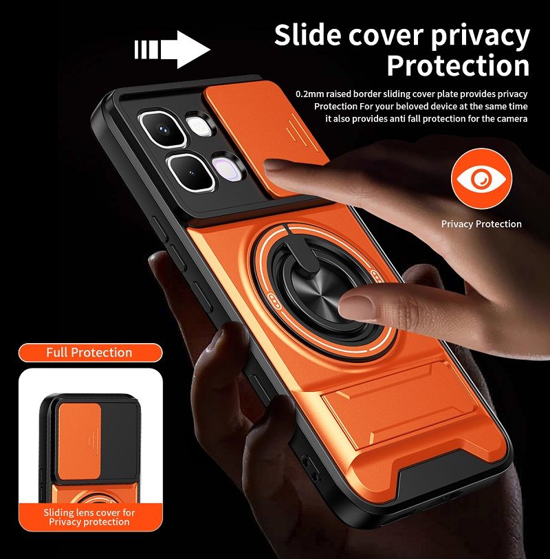 Luxury Slide Camera Lens Case Protective Cover for Infinix Note Edge 5G (6.78" inch) Magnetic Kickstand Phone Case