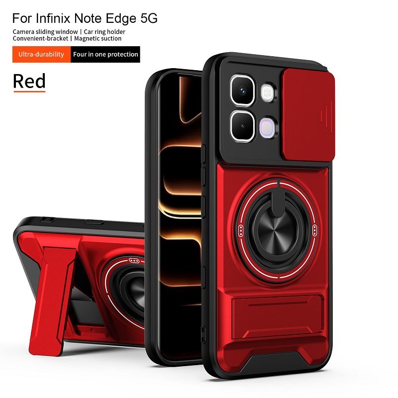 Luxury Slide Camera Lens Case Protective Cover for Infinix Note Edge 5G (6.78" inch) Magnetic Kickstand Phone Case