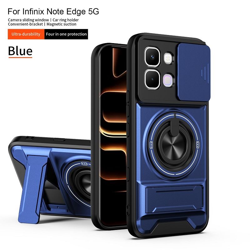 Luxury Slide Camera Lens Case Protective Cover for Infinix Note Edge 5G (6.78" inch) Magnetic Kickstand Phone Case
