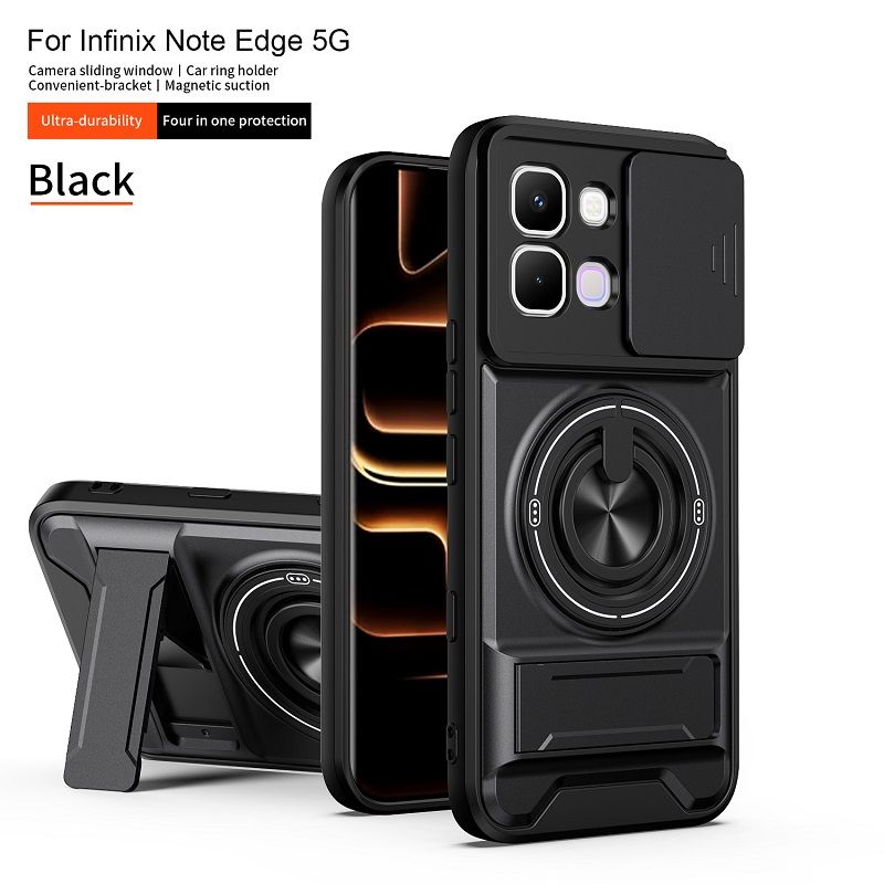 Luxury Slide Camera Lens Case Protective Cover for Infinix Note Edge 5G (6.78" inch) Magnetic Kickstand Phone Case
