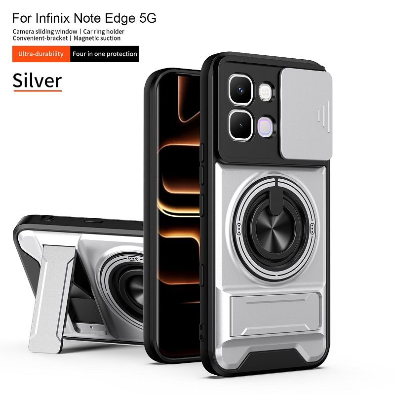 Luxury Slide Camera Lens Case Protective Cover for Infinix Note Edge 5G (6.78" inch) Magnetic Kickstand Phone Case