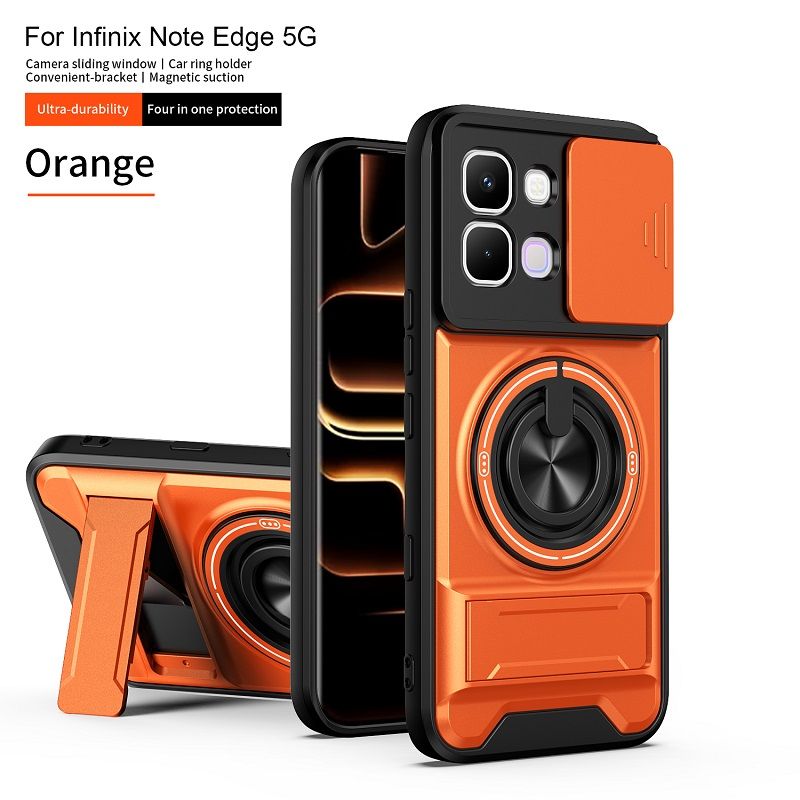 Luxury Slide Camera Lens Case Protective Cover for Infinix Note Edge 5G (6.78" inch) Magnetic Kickstand Phone Case