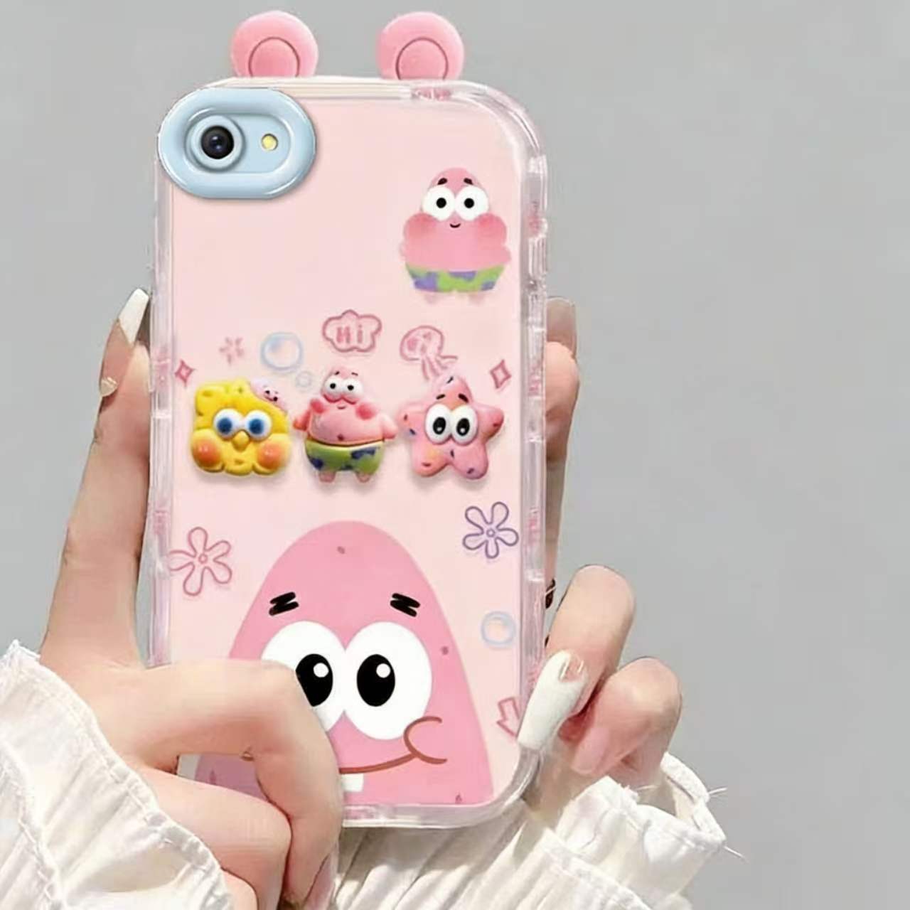 Suitable for Oppo R9/R9s/F1s/F1 Plus Cute 3D SpongeBob and Patrick mirror stand TPU soft silicone phone case