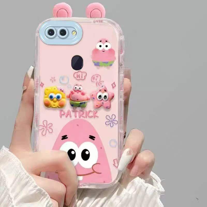 Suitable for Oppo R15 Cute 3D SpongeBob and Patrick mirror stand TPU soft silicone phone case