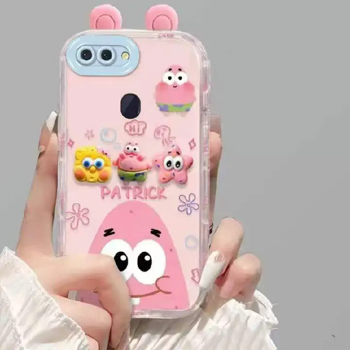 Suitable for Oppo R15 Cute 3D SpongeBob and Patrick mirror stand TPU soft silicone phone case