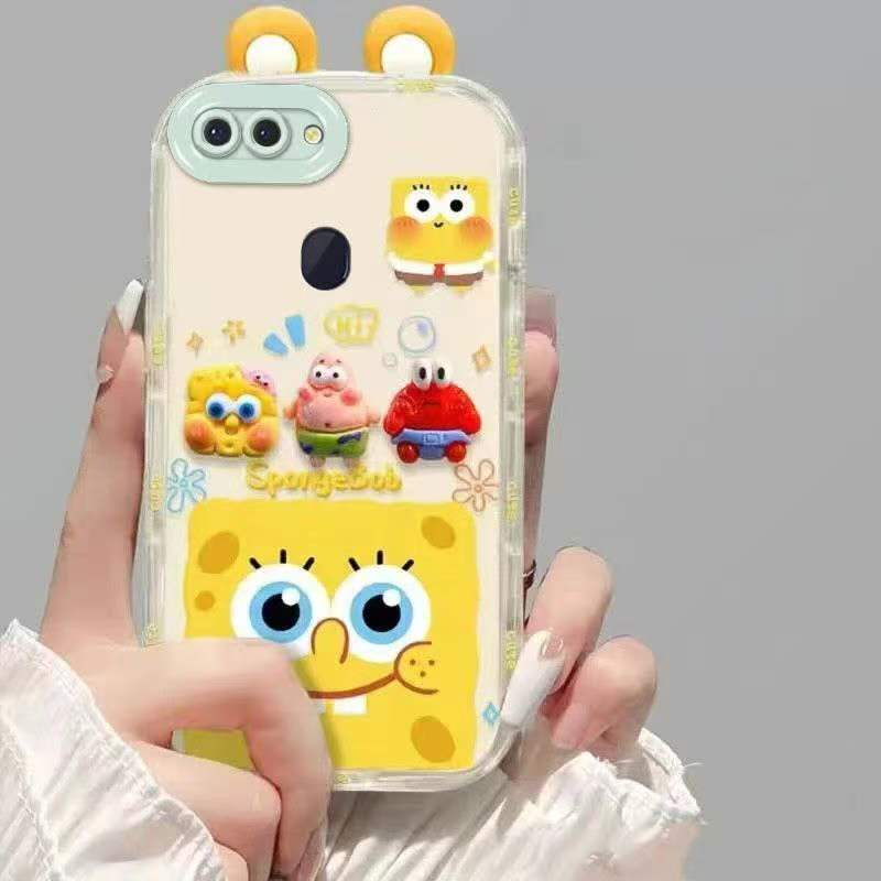 Suitable for Oppo R15 Cute 3D SpongeBob and Patrick mirror stand TPU soft silicone phone case