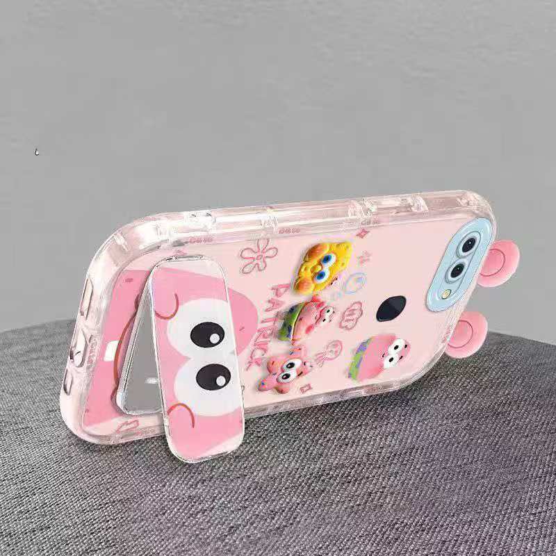 Suitable for Oppo R15 Cute 3D SpongeBob and Patrick mirror stand TPU soft silicone phone case