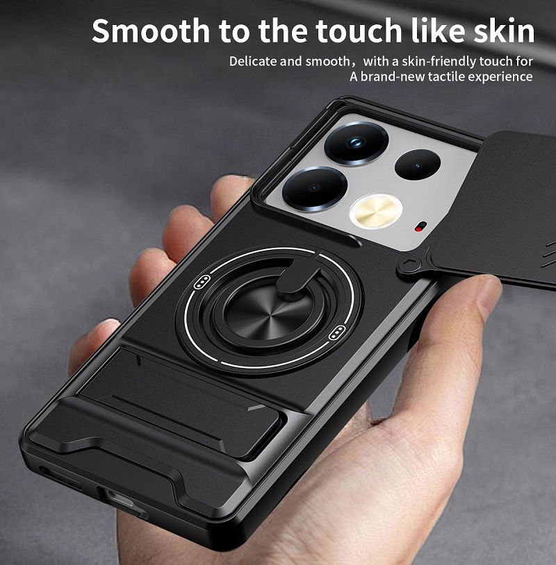 Luxury Slide Camera Lens Case Protective Cover for Infinix Note 40 4G (6.78" inch) Magnetic Kickstand Phone Case