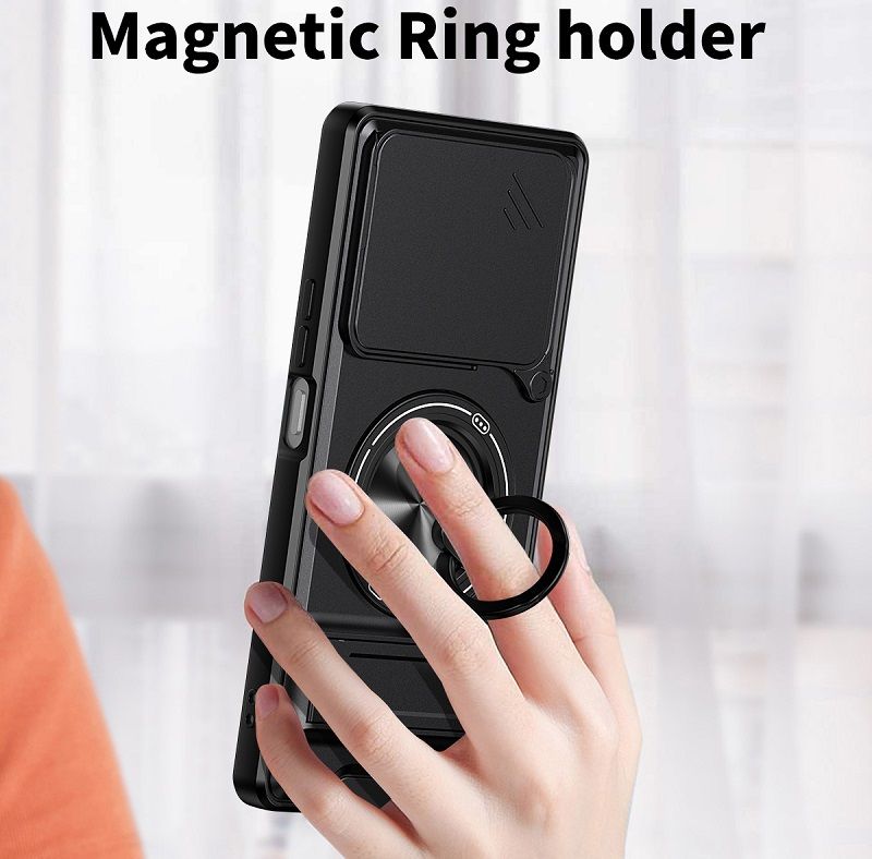 Luxury Slide Camera Lens Case Protective Cover for Infinix Note 40 4G (6.78" inch) Magnetic Kickstand Phone Case