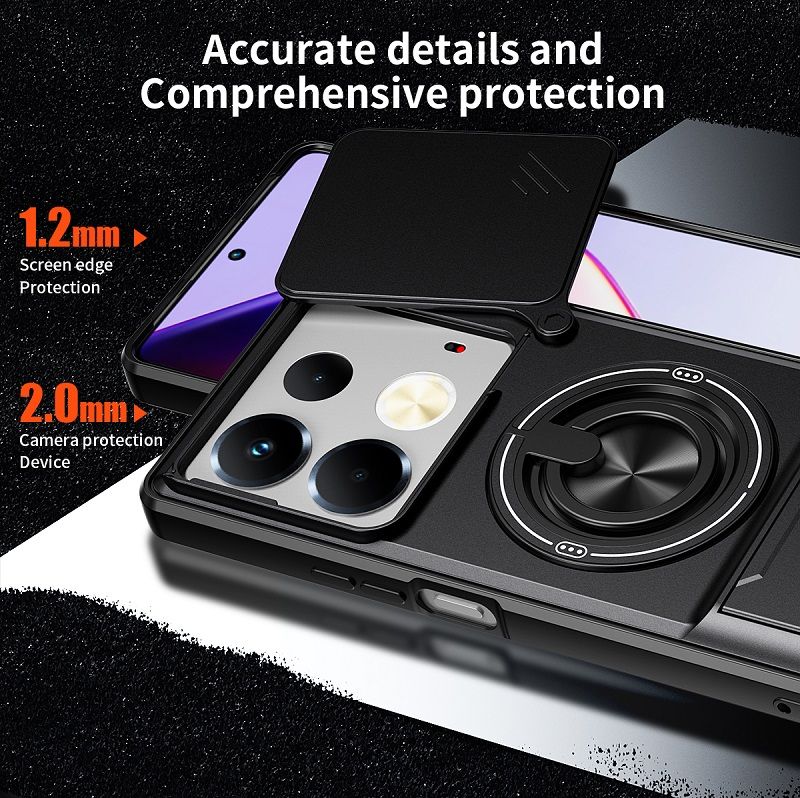 Luxury Slide Camera Lens Case Protective Cover for Infinix Note 40 4G (6.78" inch) Magnetic Kickstand Phone Case
