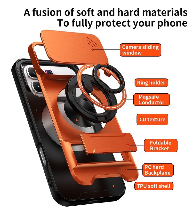 Luxury Slide Camera Lens Case Protective Cover for Infinix Note 60 Pro 5G (6.78" inch) Magnetic Kickstand Phone Case