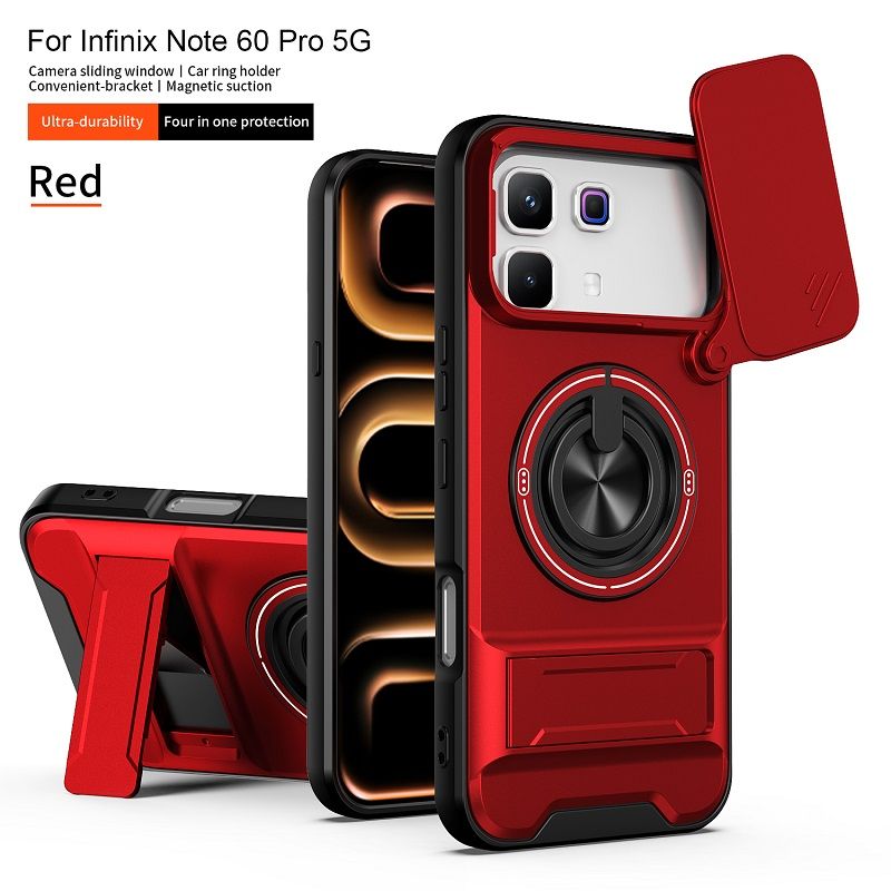Luxury Slide Camera Lens Case Protective Cover for Infinix Note 60 Pro 5G (6.78" inch) Magnetic Kickstand Phone Case