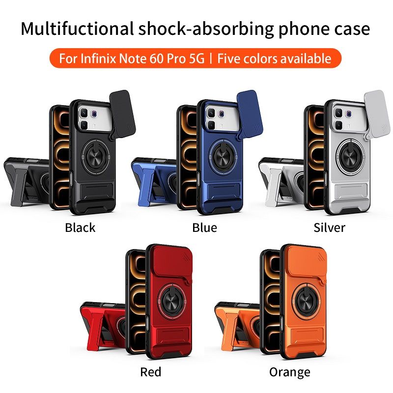 Luxury Slide Camera Lens Case Protective Cover for Infinix Note 60 Pro 5G (6.78" inch) Magnetic Kickstand Phone Case