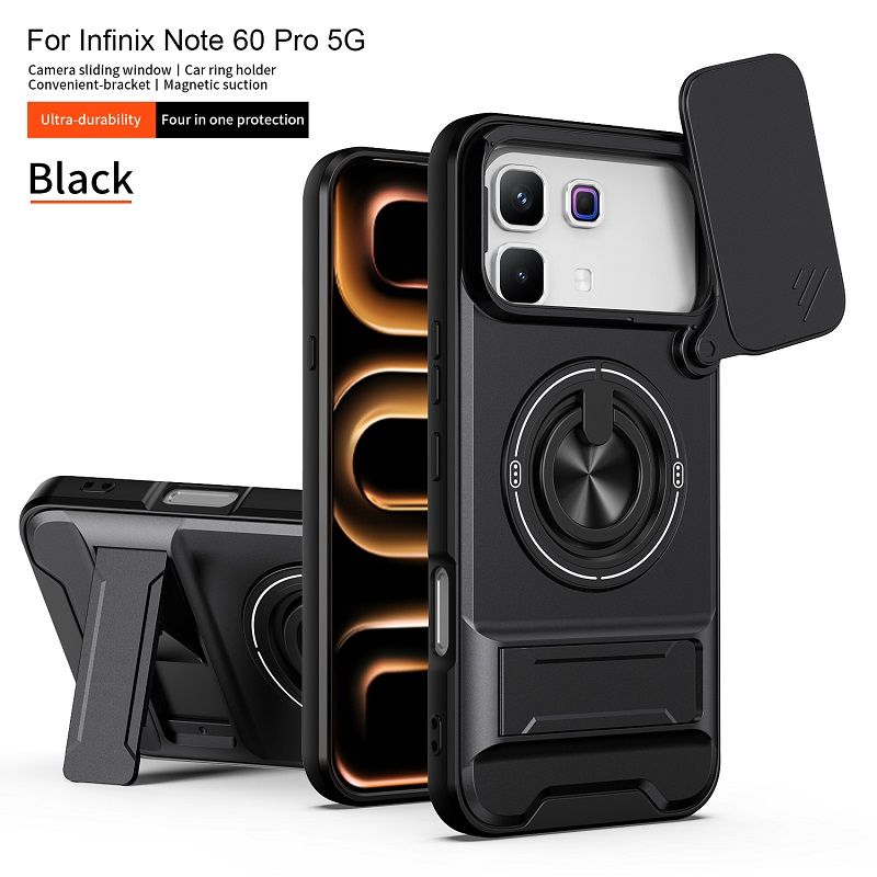 Luxury Slide Camera Lens Case Protective Cover for Infinix Note 60 Pro 5G (6.78" inch) Magnetic Kickstand Phone Case