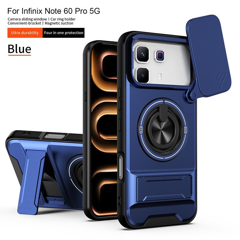 Luxury Slide Camera Lens Case Protective Cover for Infinix Note 60 Pro 5G (6.78" inch) Magnetic Kickstand Phone Case